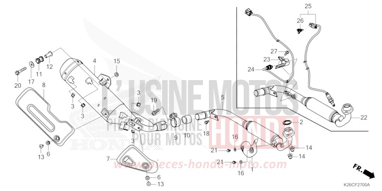 EXHAUST MUFFLER for MSX GROM A MAT GUNPOWDER BLACK METALLIC (NH436) from 2024